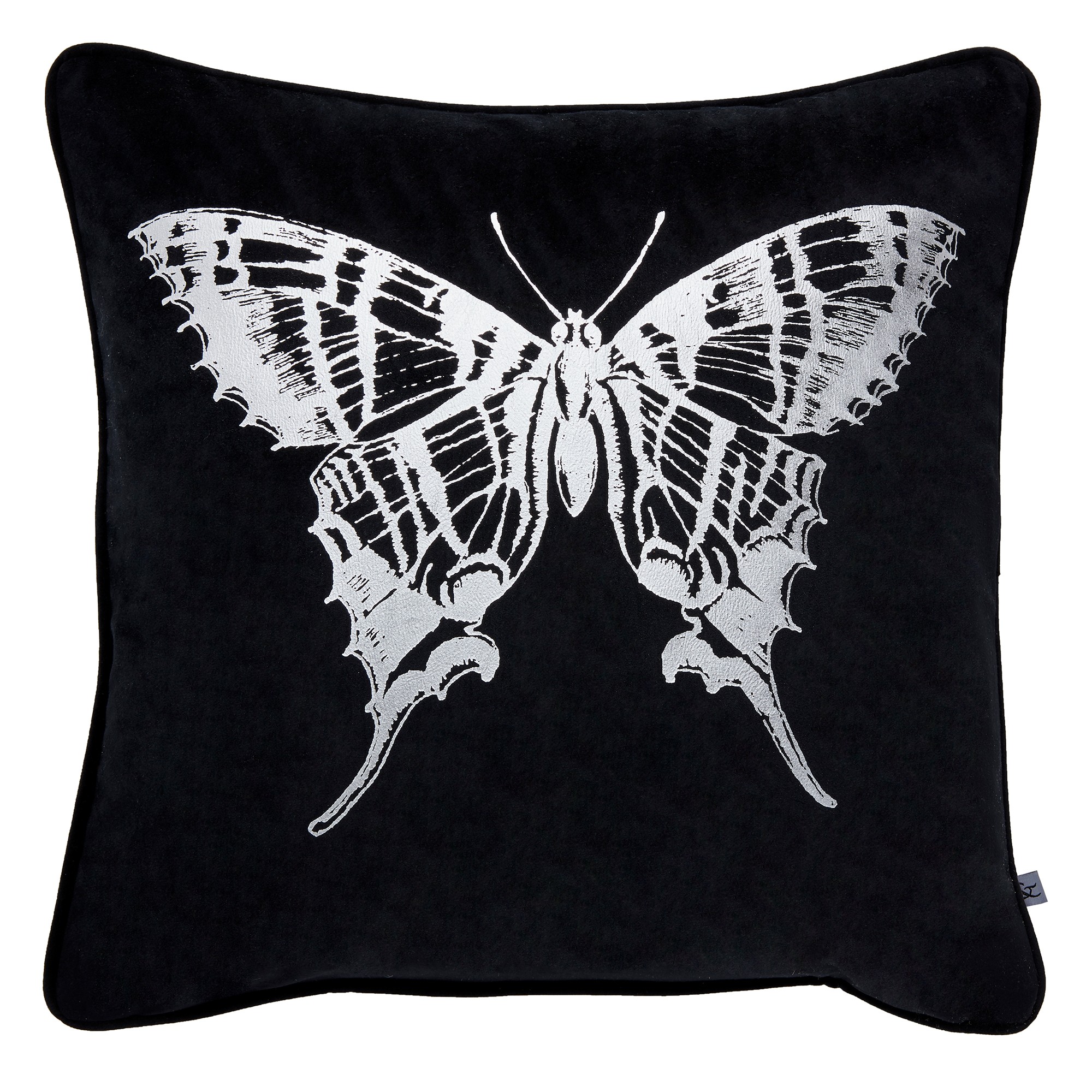 Gothic Butterfly Cushion By Graham Brown In Black Silver